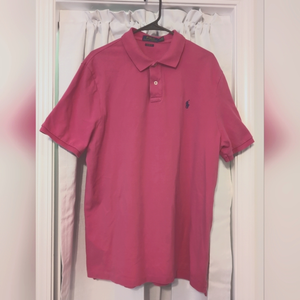 Polo Ralph Lauren Classic Fit Men's Short Sleeve Pink‎ Collared Polo Shirt Sz XL